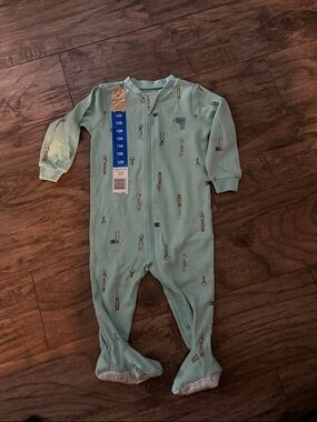 Kids One-Piece Footed Pajamas with Tool Print